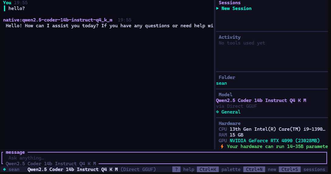 HyperLite chat interface