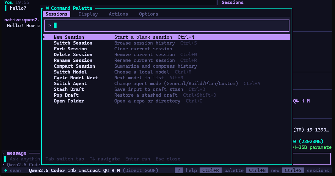 HyperLite command palette